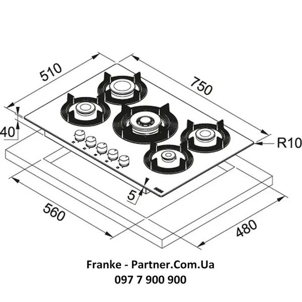 Газова варильна поверхня Franke Maris Free by Dror FHMF 755 4G DC C WH (106.0541.753) Біле скло 106.0541.753 фото