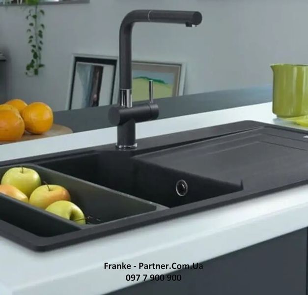 Кухонна мийка Franke Urban UBG 611-78 XL (114.0701.799) гранітна - врізна - оборотна - колір Онікс - (пластиковий коландер у комлекті) 114.0701.799 фото
