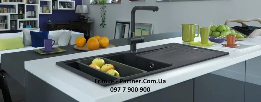 Кухонна мийка Franke Urban UBG 611-78 XL (114.0701.799) гранітна - врізна - оборотна - колір Онікс - (пластиковий коландер у комлекті) 114.0701.799 фото