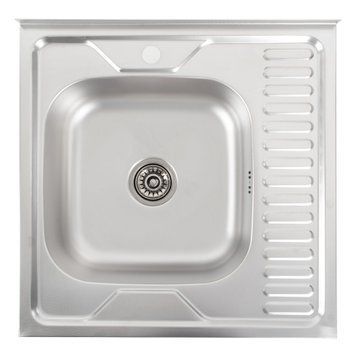 Кухонна мийка з нержавіючої сталі Platinum ДЕКОР 6060 L (0,7/160 мм) 000000389 фото