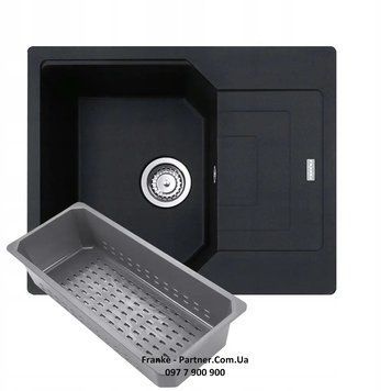 Кухонна мийка Franke Urban UBG 611-62 (114.0701.807) гранітна - врізна - оборотна - колір Онікс - (пластиковий коландер у комлекті) 114.0701.807 фото