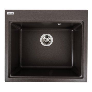 Гранітна мийка для кухні Platinum 5852 VESTA матова Темна скеля 000039623 фото