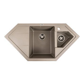 Гранітна мийка для кухні Platinum 9950 PANDORA матовий титан 000039646 фото
