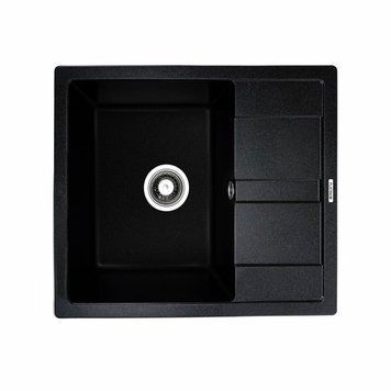 Гранітна мийка для кухні Platinum матова 5851 ARIA Чорний металік 000033278 фото