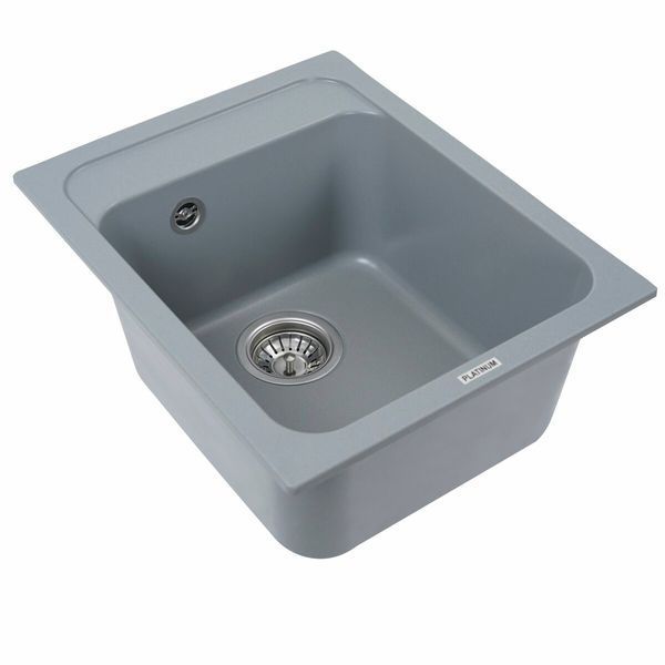 Гранітна мийка для кухні Platinum 4050 KORRADO матова Сірий металік 000025142 фото