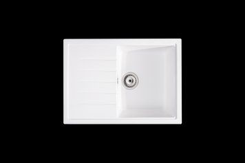 Прямокутна гранітна мийка з коротким крилом Sink Quality TITANITE 1KKO WHITE 2093142088 фото