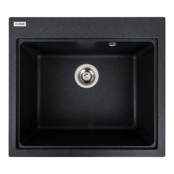 Гранітна мийка для кухні Platinum 5852 VESTA матовий Карбон 000039267 фото