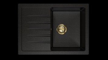 Прямокутна гранітна мийка з коротким крилом Sink Quality TITANITE 1KKO GOLDEN-BLACK 2093142089 фото