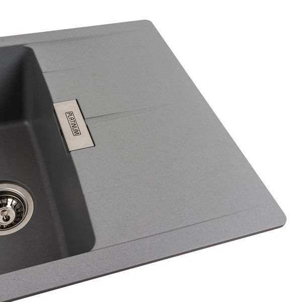 Гранітна мийка для кухні Platinum 6250 ZIRKONE матовий сірий металік 000040792 фото