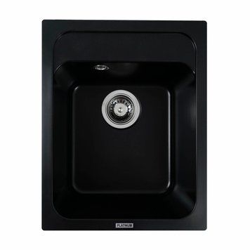 Гранітна мийка для кухні Platinum 4050 KORRADO матова Чорна 000025145 фото