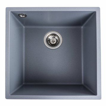Гранітна мийка для кухні Platinum 4040 RUBA матовий сірий металік 000040721 фото