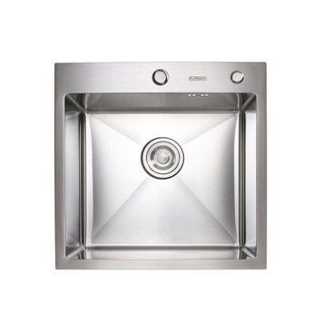 Кухонна мийка Platinum Handmade 500x500x220 (товщина 3,0/1,5 мм корзина та дозатор в комплекті) 000032259 фото