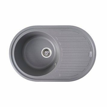 Гранітна мийка для кухні Platinum 7750 LIRA матова Сірий мусон 000025079 фото