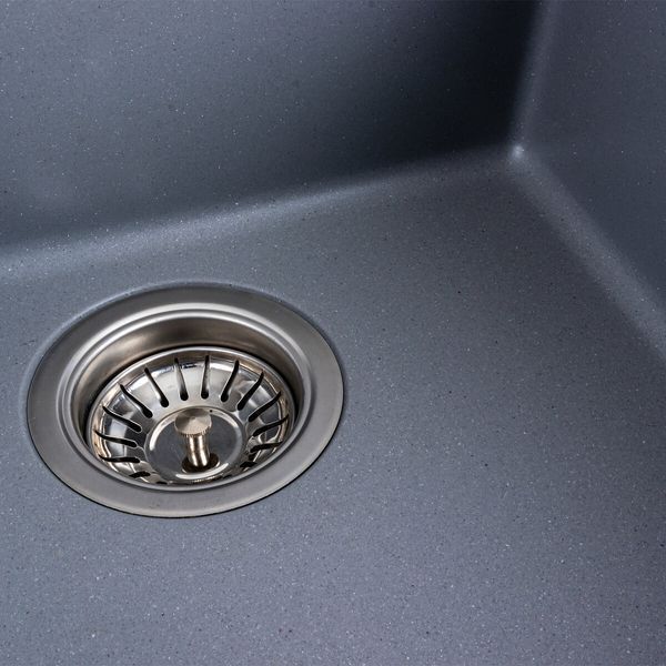 Гранітна мийка для кухні Platinum 4040 RUBA матовий сірий металік 000040721 фото