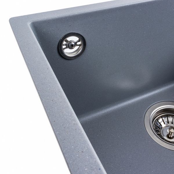 Гранітна мийка для кухні Platinum 4040 RUBA матовий сірий металік 000040721 фото