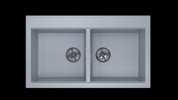 Прямокутна гранітна кухонна мийка на дві чаші Sink Quality 2K80 Сіра 2093383030 фото