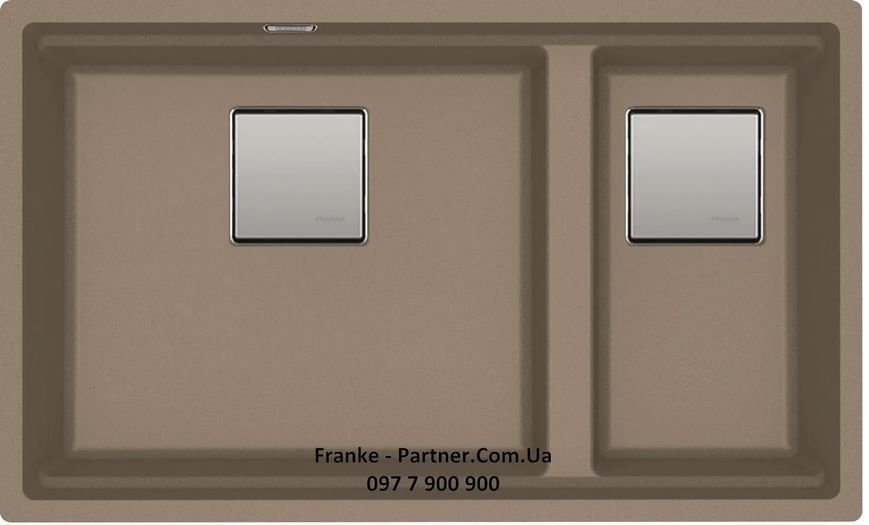 Кухонна мийка Franke KUBUS 2 KNG 120 (125.0517.123) гранітна - монтаж під стільницю - колір Мигдаль - (коландер та килимок Rollmat у комплекті) 125.0517.123 фото