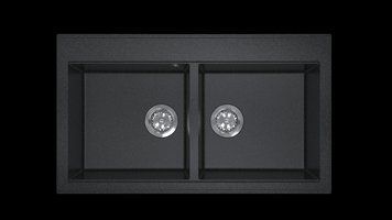 Прямокутна гранітна кухонна мийка на дві чаші Sink Quality 2K80 Графіт 2093383031 фото