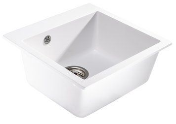 Квадратна гранітна кухонна мийка на дві чаші Sink Quality FERRUM 1К50 Біла 2085395641 фото