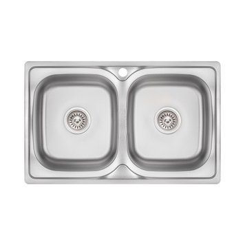 Кухонна мийка с двумя чашами Lidz 7948 0,8 мм Micro Decor (LIDZ7948MDEC08) LIDZ7948MDEC08 фото