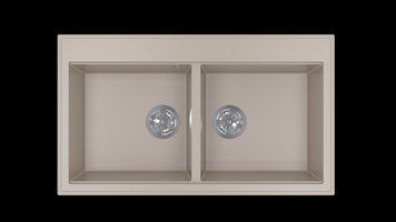 Прямокутна гранітна кухонна мийка на дві чаші Sink Quality 2K80 Бежева 2093383032 фото