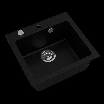 Квадратна гранітна кухонна мийка на дві чаші Sink Quality FERRUM 1К50 Чорний з золотом 2085395642 фото