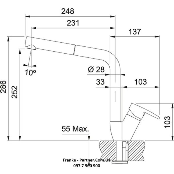 Кухонний змішувач Franke SPARK PULL OUT, з витяжним виливом (115.0523.631) Хром 115.0523.631 фото