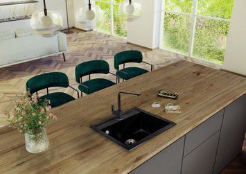 Квадратна гранітна кухонна мийка FERRUM Sink Quality 1К60 GRAPHITE 2086616715 фото