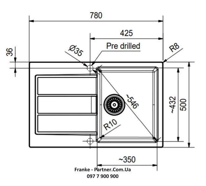 Кухонна мийка Franke Sirius 2.0 S2D 611-78 (143.0621.332) з тектонайта - врізна - оборотна - колір Білий (2 отвори) 143.0621.332 фото
