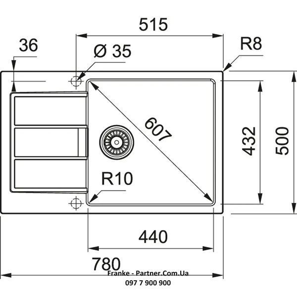 Кухонна мийка Franke Sirius 2.0 S2D 611-78 XL (143.0621.338) з тектонайта - врізна - оборотна - колір Білий (2 отвори) 143.0621.338 фото