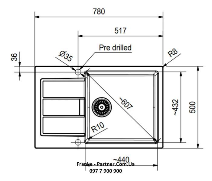 Кухонна мийка Franke Sirius 2.0 S2D 611-78 XL (143.0621.338) з тектонайта - врізна - оборотна - колір Білий (2 отвори) 143.0621.338 фото