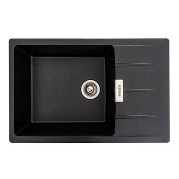 Гранітна мийка для кухні Platinum 7850 ROMA матова (чорний металік) 000038111 фото