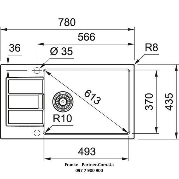 Кухонна мийка Franke Sirius 2.0 S2D Slim 611-78 XL (143.0627.387) з тектонайта - врізна - оборотна - колір Білий (2 отвори) - Архів 143.0627.387 фото