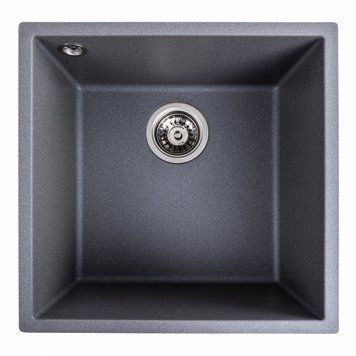 Гранітна мийка для кухні Platinum 4040 RUBA матовий сірий мусон 000040844 фото