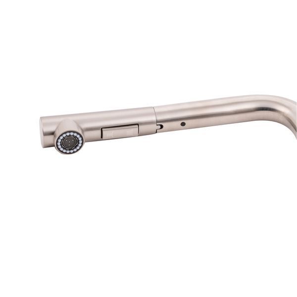 Змішувач для кухні Qtap Karuska з висувним ізливом QTKAR91103FN Brushed Nickel PVD SD00042273 фото