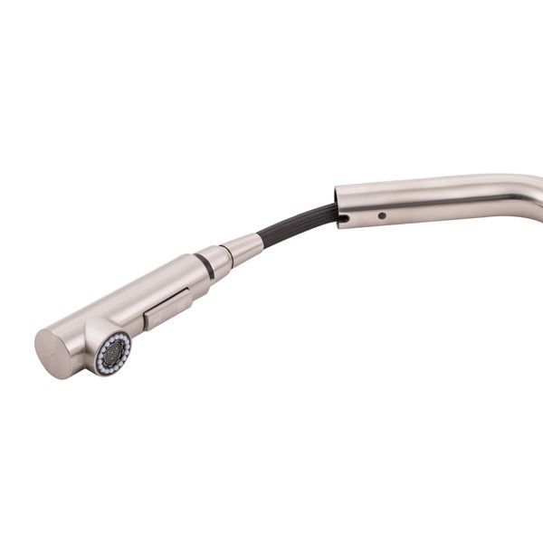 Змішувач для кухні Qtap Karuska з висувним ізливом QTKAR91103FN Brushed Nickel PVD SD00042273 фото