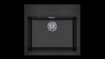 Квадратна гранітна кухонна мийка Sink Quality 1K6O Чорна з золотом 2094172681 фото