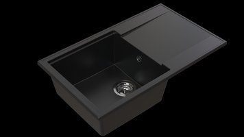 Гранітна кухонна мийка з крилом для сушки SinkQuality 1KDOL Чорний 2094203752 фото