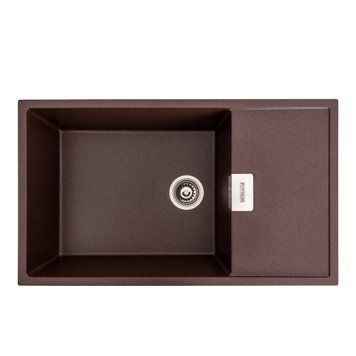 Гранітна мийка для кухні Platinum 8650 DIAMOND матова (мокко) 000039167 фото