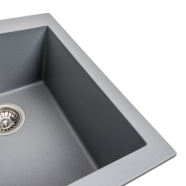 Гранітна мийка для кухні Platinum 4150 SOKIL матова (сірий металік) 000038339 фото