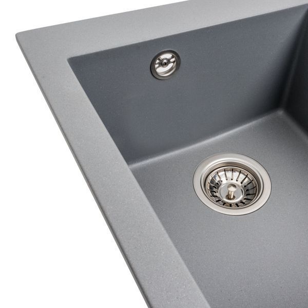 Гранітна мийка для кухні Platinum 4150 SOKIL матова (сірий металік) 000038339 фото
