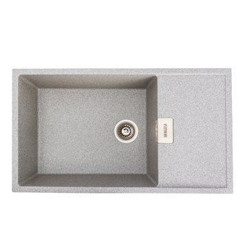 Гранітна мийка для кухні Platinum 8650 DIAMOND матова (сіра) 000039170 фото