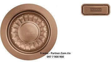 Вентиль 3&frac12;" з переливом, до мийки з нерж сталі PVD, copper (мідь) 112.0652.978 112.0652.978 фото