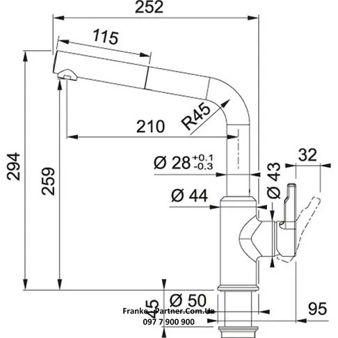 Кухонний змішувач Franke Urban Pull Out, з витяжним виливом (115.0595.090) Графіт 115.0595.090 фото