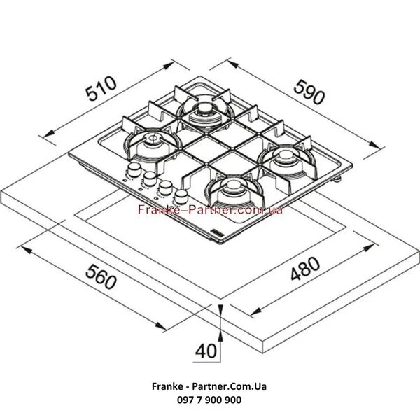 Газова варильна поверхня Franke Maris FHMA 604 3G DC OA C (106.0554.405) Бежевий 106.0554.405 фото