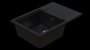 Гранітна кухонна мийка з коротким крилом для сушки SinkQuality 1KDO чорний 2094243336 фото