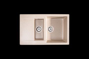 Гранітна кухона мийка на дві чаші Sink Quality FERRUM 5КKО BEIGE (колір бежевий) 2091266582 фото