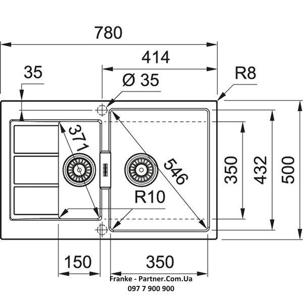 Кухонна мийка Franke Sirius 2.0 S2D 651-78 (143.0632.385) з тектонайта - врізна - оборотна - колір Чорний (2 отвори) 143.0632.385 фото