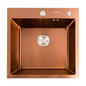 Кухонна мийка Platinum Handmade PVD мідь 500x500x220 (3,0/1,5 мм корзина та дозатор в комплекті) 000032262 фото