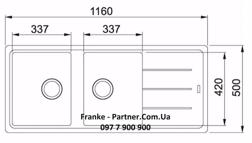 Кухонна мийка Franke Basis BFG 621 (114.0676.263) гранітна - врізна - оборотна - колір Онікс 114.0676.263 фото